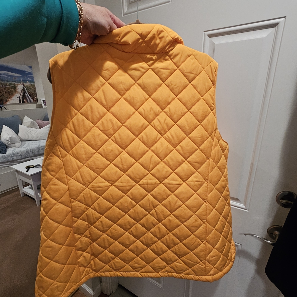 Lands' End Bright Yellow Quilted Vest 3X - Picture 5 of 8